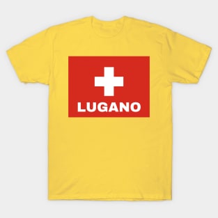 Lugano City in Swiss Flag T-Shirt